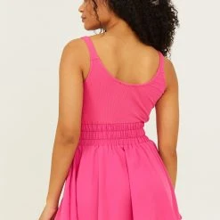 Highlight Smocked Waist Dress -AS Revival store 000223 ND30833 HOT PINK 02