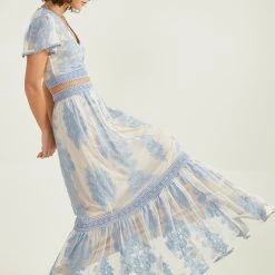 Maude Floral Maxi Skirt -AS Revival store 001125 ARISSA S CHAMBRAY BLUE 03