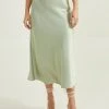 Luci Satin Midi Skirt -AS Revival store 001125 BEGA Z293 DESERT SAGE 00