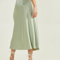 Luci Satin Midi Skirt -AS Revival store 001125 BEGA Z293 DESERT SAGE 02