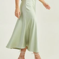 Luci Satin Midi Skirt -AS Revival store 001125 BEGA Z293 DESERT SAGE 03