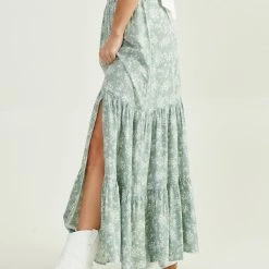 Eden Floral Maxi Skirt -AS Revival store 001125 OTTILIE GG163 SAGE 02