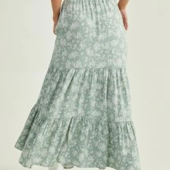Eden Floral Maxi Skirt -AS Revival store 001125 OTTILIE GG163 SAGE 04