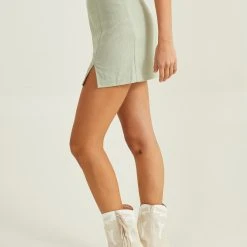 Everley Linen Mini Skirt -AS Revival store 001125 SARALEE HH46 DESERT SAGE 02