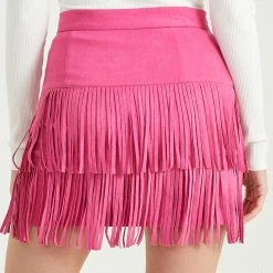 Farah Fringe Skirt -AS Revival store 001163 IKS43352 01A FUCHSIA 03