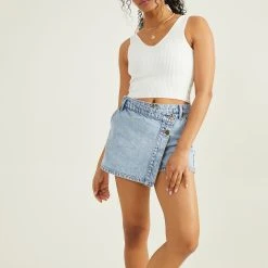 Abigail Overlay Denim Skort
