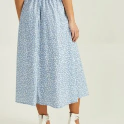 Amalia Floral Midi Skirt -AS Revival store 001890 G1068Y311JD BLUE IVORY 03