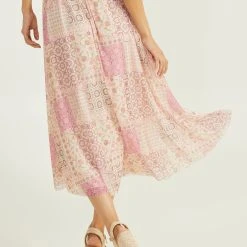 Amara Mesh Midi Skirt -AS Revival store 001890 G1070M541JD BEIGE PINK RUST 03