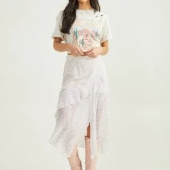 Bella Floral Midi Skirt -AS Revival store 001890 G1198Y336JD WHITE PINK 01