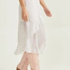 Bella Floral Midi Skirt -AS Revival store 001890 G1198Y336JD WHITE PINK 02