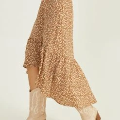 Emilia Floral Midi Skirt -AS Revival store 001890 G1214Y340JD CORAL BROWN 02