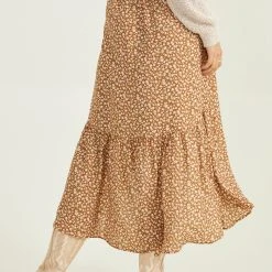 Emilia Floral Midi Skirt -AS Revival store 001890 G1214Y340JD CORAL BROWN 03