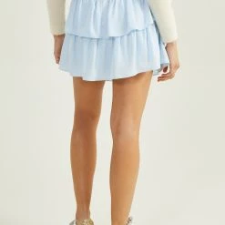 Elia Smocked Satin Skort -AS Revival store 001926 BDSW4451IMK BABY BLUE 03