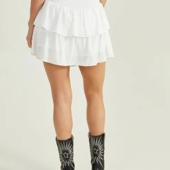 Elia Smocked Satin Skort -AS Revival store 001926 BDSW4451IMK WHITE 04