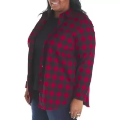 Women's L.L.Bean Scotch Plaid Flannel Tunic Shirt -AS Revival store 19522724034 1