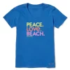 Women's Life Is Good Peace Love Beach Crusher V-Neck T-Shirt -AS Revival store 19535743567