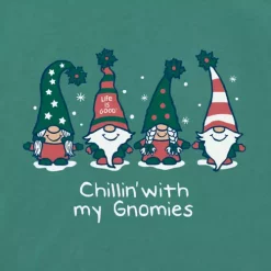 Women's Life Is Good Chillin With My Gnomies T-Shirt -AS Revival store 19629325371 1