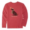 Men's Life Is Good Hoppy Holidays Man's Best Friend Long Sleeve Crusher T-Shirt