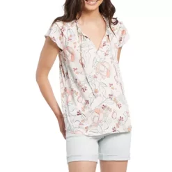 Women's Tribal Flutter Sleeve Floral Blouse
