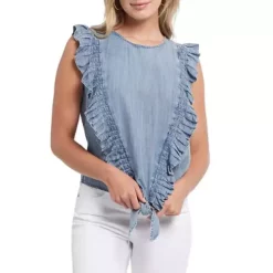Women's Tribal Sleeveless Ruffles Blouse